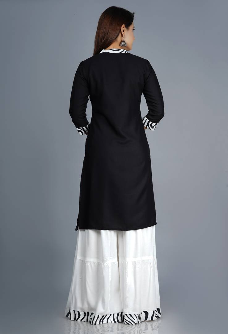 Rayon Black Straight Kurtas